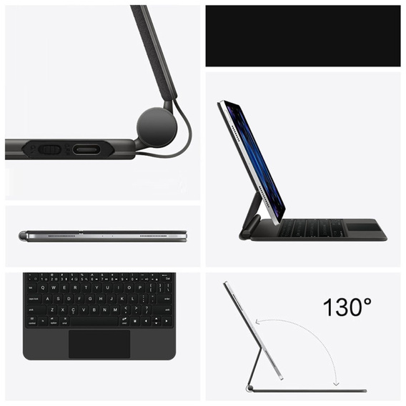 Puzdro s klávesnicou pre iPad Pro 11" 2024, Magnetic Keyboard Touchpad, čierne