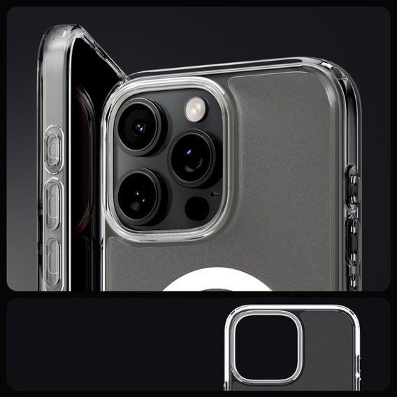 Puzdro MagSafe Spigen pre iPhone 16 Pro, Ultra Hybrid, transparentné / biele + tvrdené sklo 9H