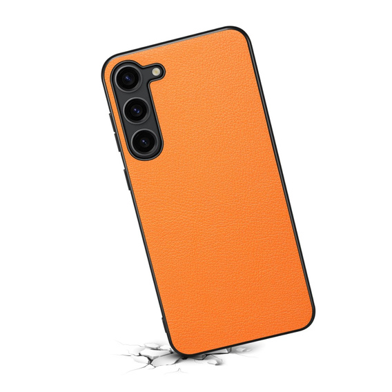 Obal na mobil pre Samsung Galaxy S24, Calf Texture, oranžové