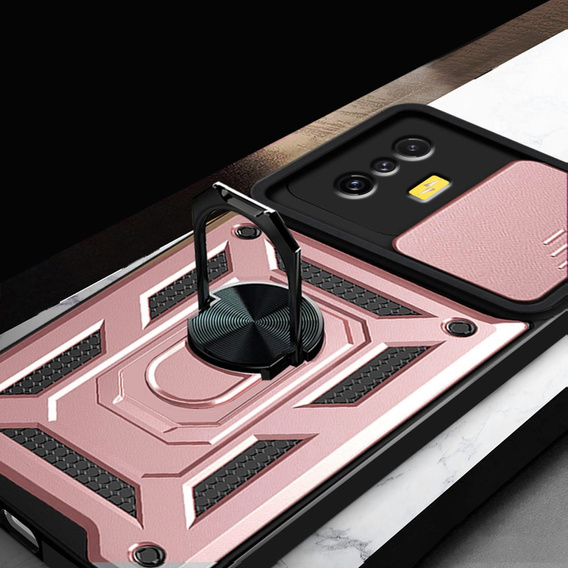 Obal na mobil pre Xiaomi Poco F4 GT, CamShield Slide, ružové rose gold