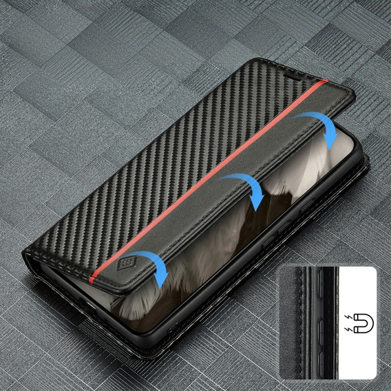 Flipové puzdro pre Google Pixel 8A, Carbon LC.IMEEKE, čierne