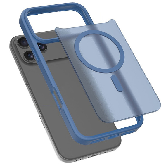 Matné puzdro pre iPhone 17 Pro, pre MagSafe, priesvitné modré