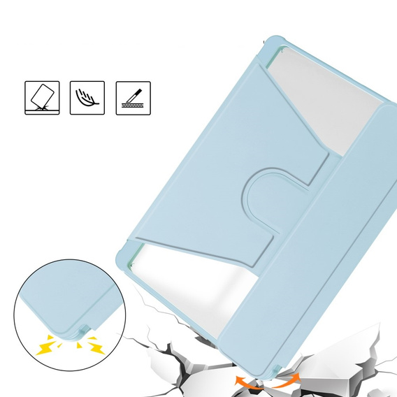 Puzdro s klávesnicou pre Samsung Galaxy Tab S9 FE+ Plus, Rotary 360° Leather, svetlomodré