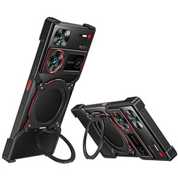 Puzdro pre ZTE nubia Z60 Ultra, Kickstand Bumper, s krytom objektívu, pre MagSafe, čierna / červená