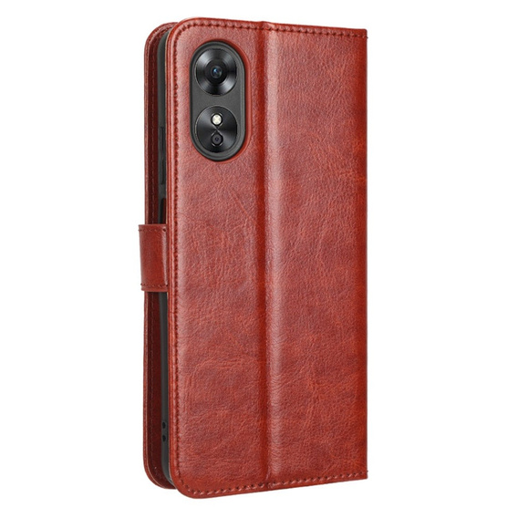 Klapkové puzdro pre Oppo A17, Crazy Horse Wallet, hnedé