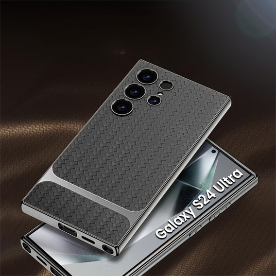 Puzdro pre Samsung Galaxy S24 Ultra, GKK Woven Leather, sivé