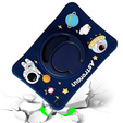 Detské silikónové puzdro pre Samsung Galaxy Tab A8 10.5 20212 X200 / X205, pancierované s popruhom, Astronaut, tmavomodré
