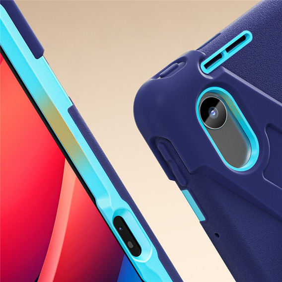 Detské puzdro pre Lenovo Tab M11, pancierované s popruhom, námornícka modrá / zelená