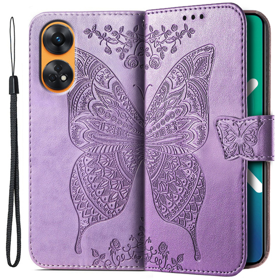 Klapkové puzdro pre Oppo Reno8 T, Butterfly, fialové