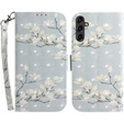 Klapkové puzdro pre Samsung Galaxy A14 4G/5G, Wallet, flowers magnolia, biele