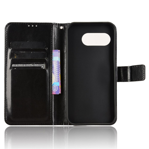 Klapkové puzdro pre Google Pixel 9A, Crazy Horse Wallet, čierne
