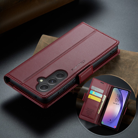 CASEME flipové puzdro pre Samsung Galaxy A54 5G, Litchi Wallet, červené