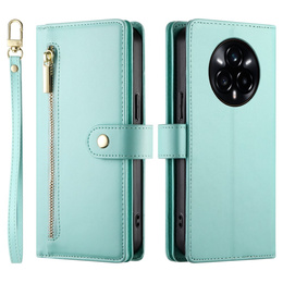 Klapkové puzdro pre Realme 14 Pro+ 5G, Wallet Zipper Pocket, mätové