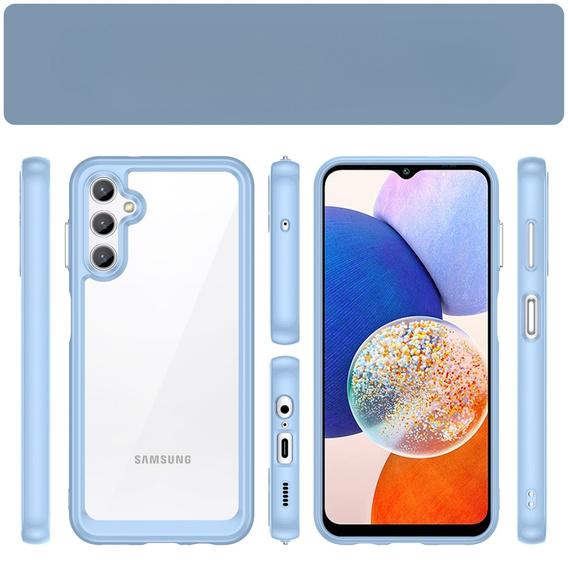 Obal na mobil pre Samsung Galaxy A14 4G/5G, Fusion Hybrid, transparentné / modré