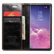 CASEME flipové puzdro pre Samsung Galaxy S10+ Plus, Waxy Textured, káva
