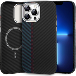 Puzdro pre iPhone 13 Pro, Carbon Fiber MagSafe, čierna / modrá