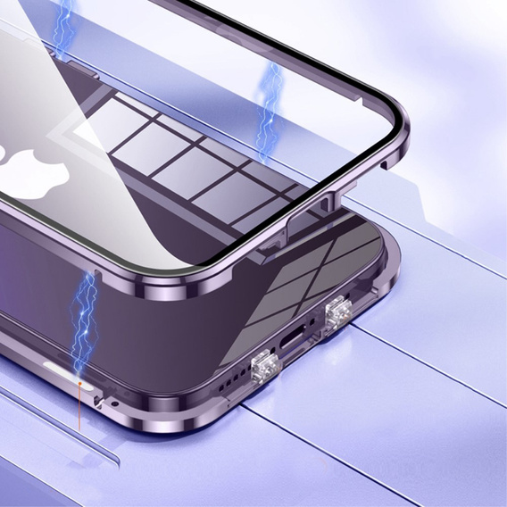 Puzdro pre iPhone 14 Plus, Magnetic Dual Glass, fialové