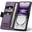 Puzdro pre Oppo Reno 12 Pro, ERBORD Glossy Litchi, flipová peňaženka, fialové