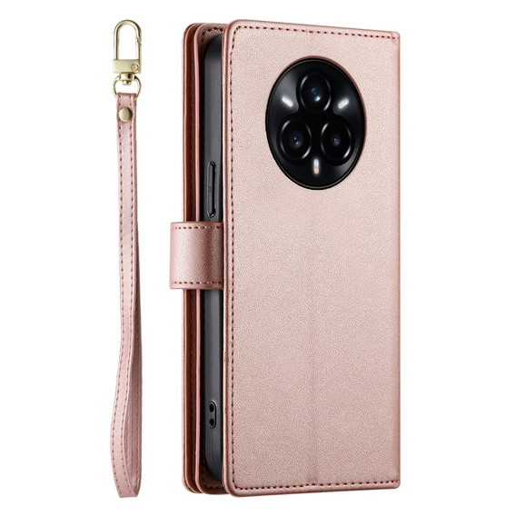 Klapkové puzdro pre Realme 14 Pro+ 5G, Wallet Zipper Pocket, ružové