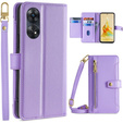Klapkové puzdro pre Oppo Reno8 T 4G, Wallet Zipper Pocket, fialové