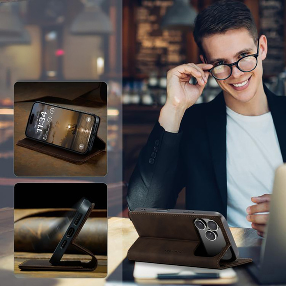 ERBORD Vintage peňaženkové puzdro s chlopňou pre iPhone 17 Pro Max