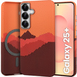 Puzdro pre Samsung Galaxy S25+ Plus, Carbon Fiber MagSafe, oranžové