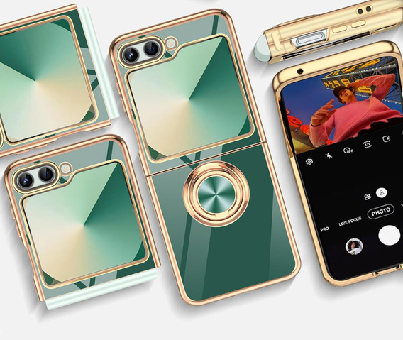 Obal na mobil pre Samsung Galaxy Z Flip7 FE / Z Flip6, Electro Ring, zelený