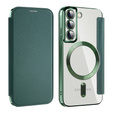 Klapkové puzdro pre Samsung Galaxy S22 5G, RFID Wallet MagSafe CamShield, zelený