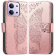 Klapkové puzdro pre Xiaomi Redmi 15C 4G/LTE, Butterfly, ružové rose gold