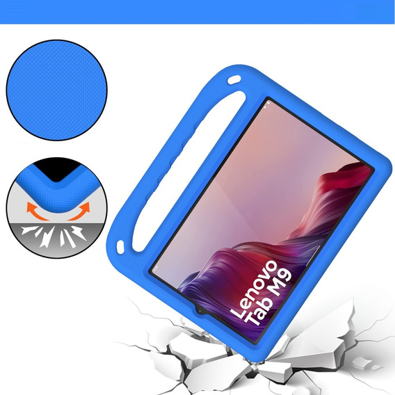 Detské puzdro pre Lenovo Tab M9, detské puzdro s rukoväťou, modré