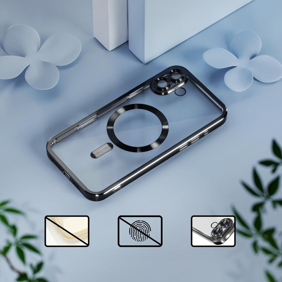 Puzdro pre iPhone 16, Electro MagSafe, čierne + sklo na displej