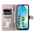 Puzdro s chlopňou pre Samsung Galaxy A16, Rhombus Crossbody Leather, ružové rose gold