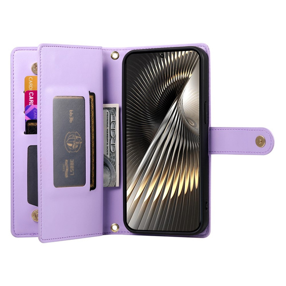 Klapkové puzdro pre Xiaomi Poco X7 Pro 5G, Wallet Zipper Pocket, fialové