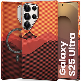 Puzdro pre Samsung Galaxy S25 Ultra, Carbon Fiber MagSafe, oranžové