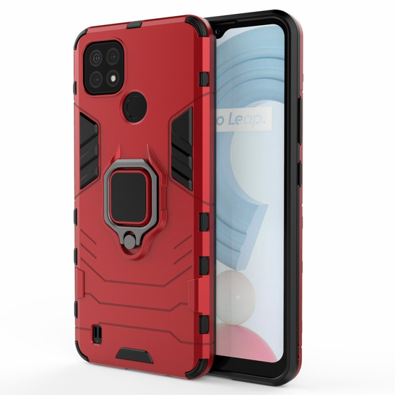 Obal na mobil pre Realme C21, Kickstand Ring, červené
