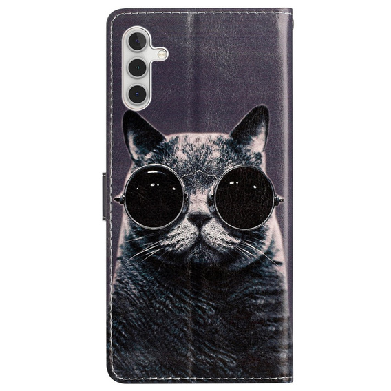 Klapkové puzdro pre Samsung Galaxy A25 5G, Wallet, Cat, čierne+ 9H sklo