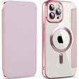 Klapkové puzdro pre iPhone 12 Pro, RFID Wallet MagSafe CamShield, ružové
