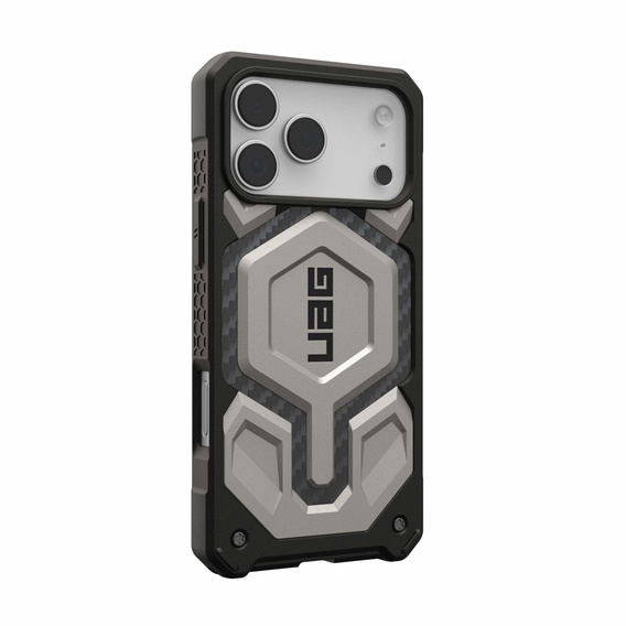 Puzdro Urban Armor Gear pre iPhone 17 Pro Max, Monarch Pro Kevlar MagSafe, titánové