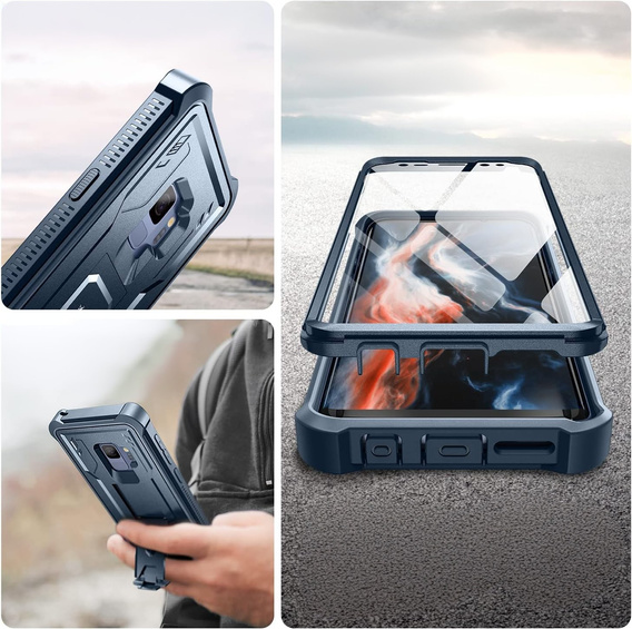 Obrnené puzdro pre Samsung Galaxy S9, Dexnor Full Body, modré