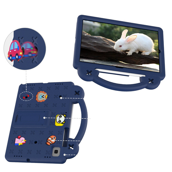 Detské puzdro pre Samsung Galaxy Tab S6 Lite 10.4 2020/2022 / Tab A7 2020 T500 / T505 / Tab S6 T860/T865, Cute Patterns, so stojanom, tmavomodré