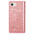 Flipové puzdro na iPhone 16E, Card Slot Glittery, ružové