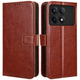 Klapkové puzdro pre Xiaomi Poco F6 Pro, Crazy Horse Wallet, hnedé