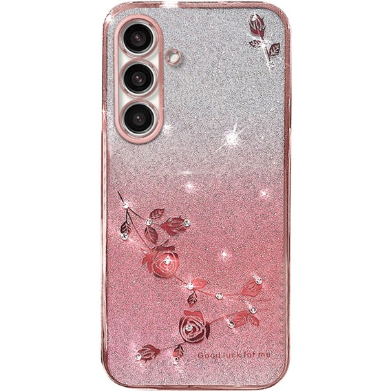 Puzdro pre Samsung Galaxy S23 FE, Glitter Flower, ružové rose gold