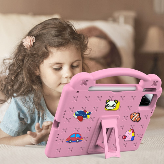 Detské puzdro pre Xiaomi Pad 7 / 7 Pro, Cute Patterns, so stojanom, ružové
