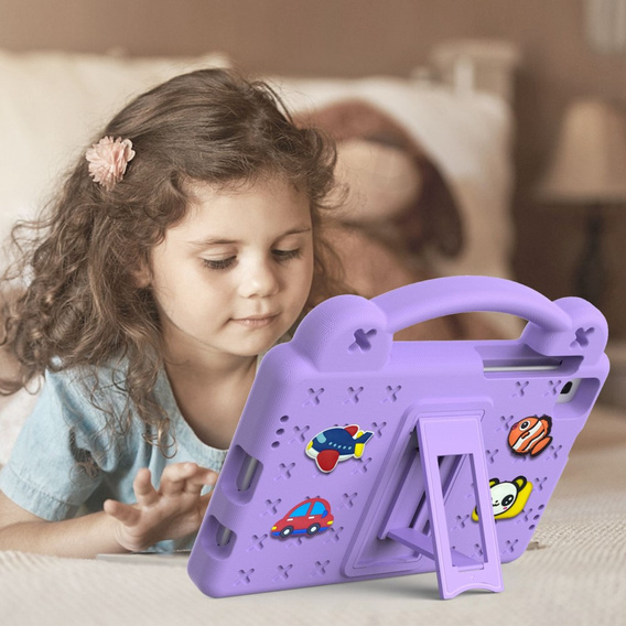 Detské puzdro pre Samsung Galaxy Tab A7 Lite 8.7 T220/T225, Cute Patterns, so stojanom, fialové