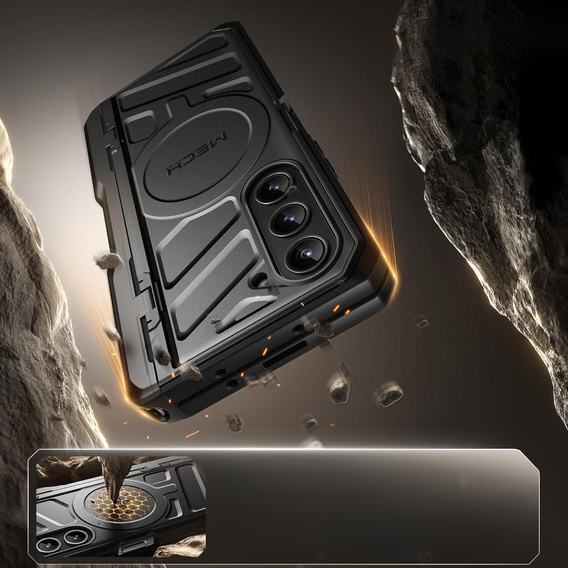 Puzdro pre Samsung Galaxy S24 Ultra, séria Tongate MECH so stojanom, čierne