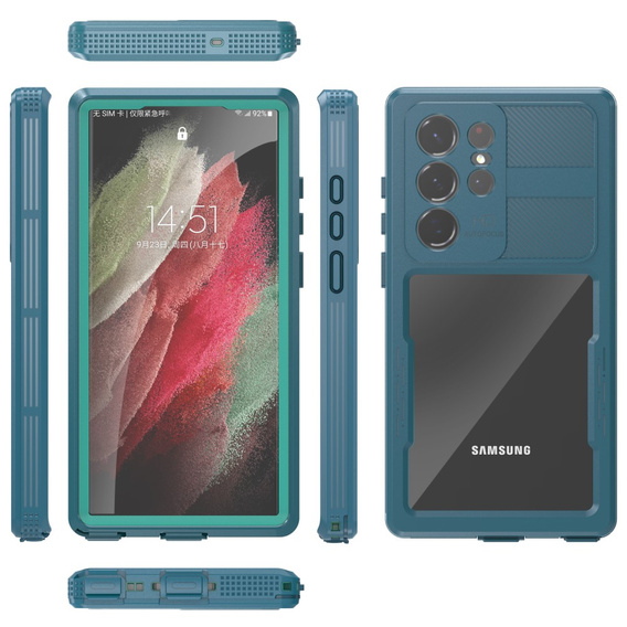 Vodotesné puzdro IP68 pre Samsung Galaxy S23 Ultra, zelený