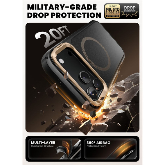 Puzdro Supcase pre iPhone 17 Pro Max, IBLSN Ares Fip Magsafe, Desert Gold