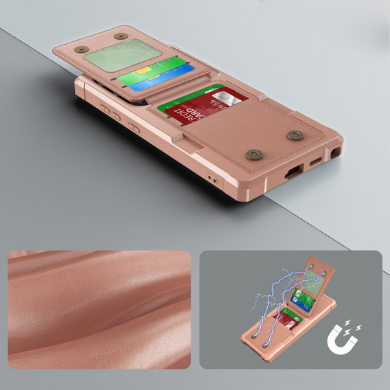Puzdro pre Samsung Galaxy S25 Ultra, Card Holder Kickstand, ružové