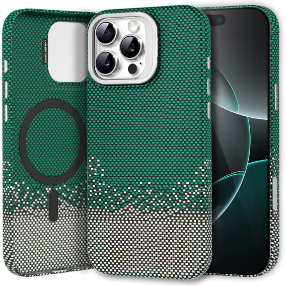 Puzdro pre iPhone 16 Pro, Frame Kickstand, pre MagSafe, Sand Green